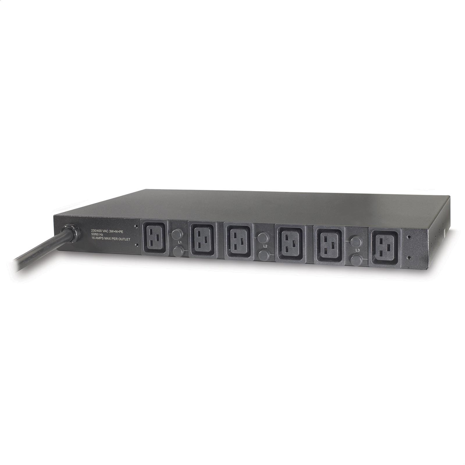 PDU para Rack básica 1U, 22kW, 400V, (6)C19