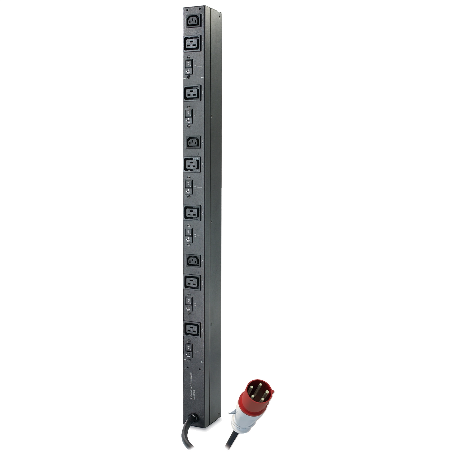 PDU para Rack básica 0U, 22kW, 400V, (6)C19 y (3)C13