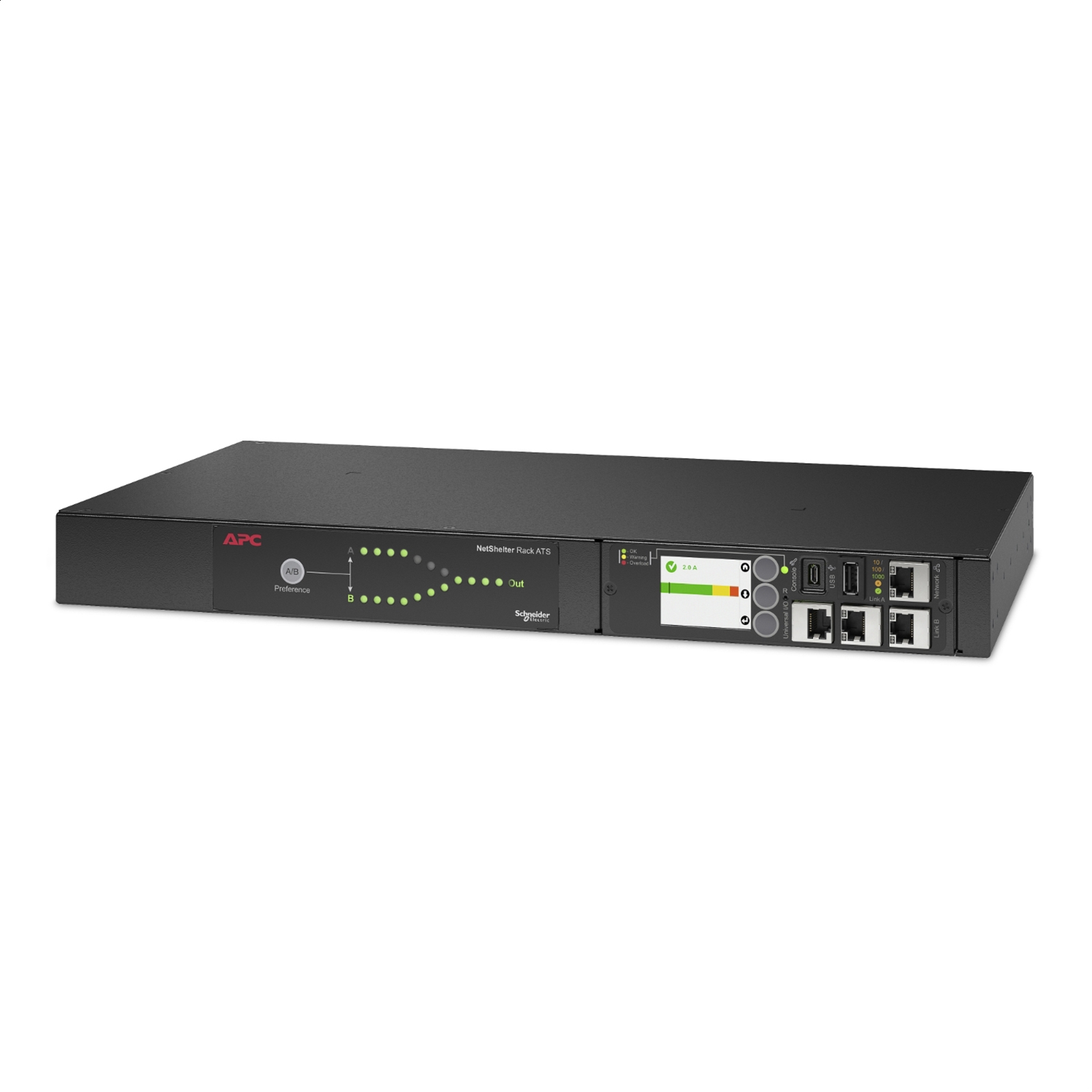 Interruptor de transferencia automática para rack Netshelter, 1U, 16A, 230V, 2 IEC309 IN, 1 IEC309 OUT, 50/60 Hz