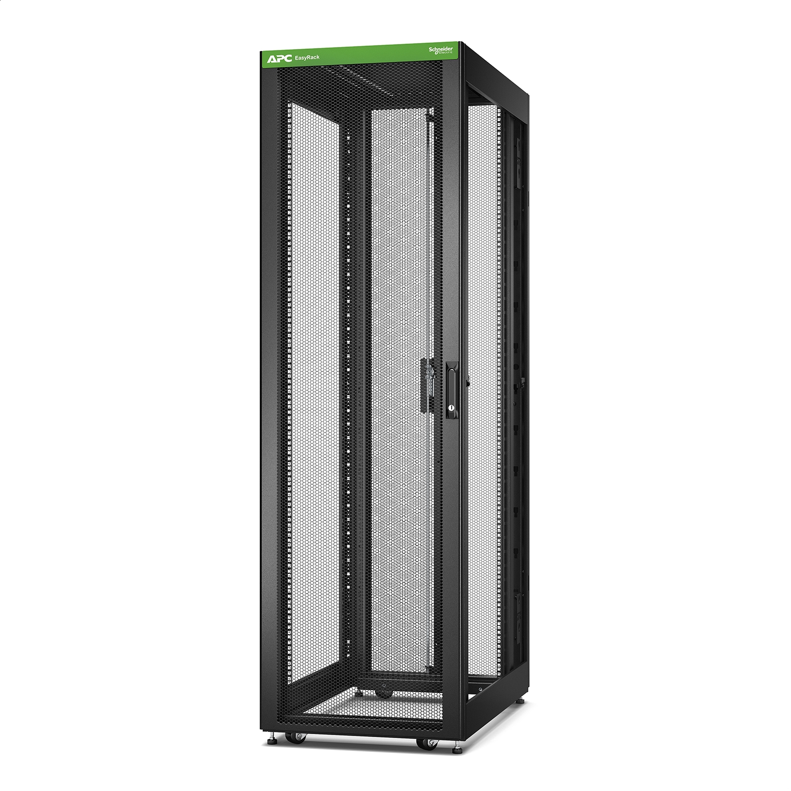 Easy Rack 600mm / 42U / 1000mm, con techo, panel lateral, ruedas, pies y 4 soportes, sin fondo, negro