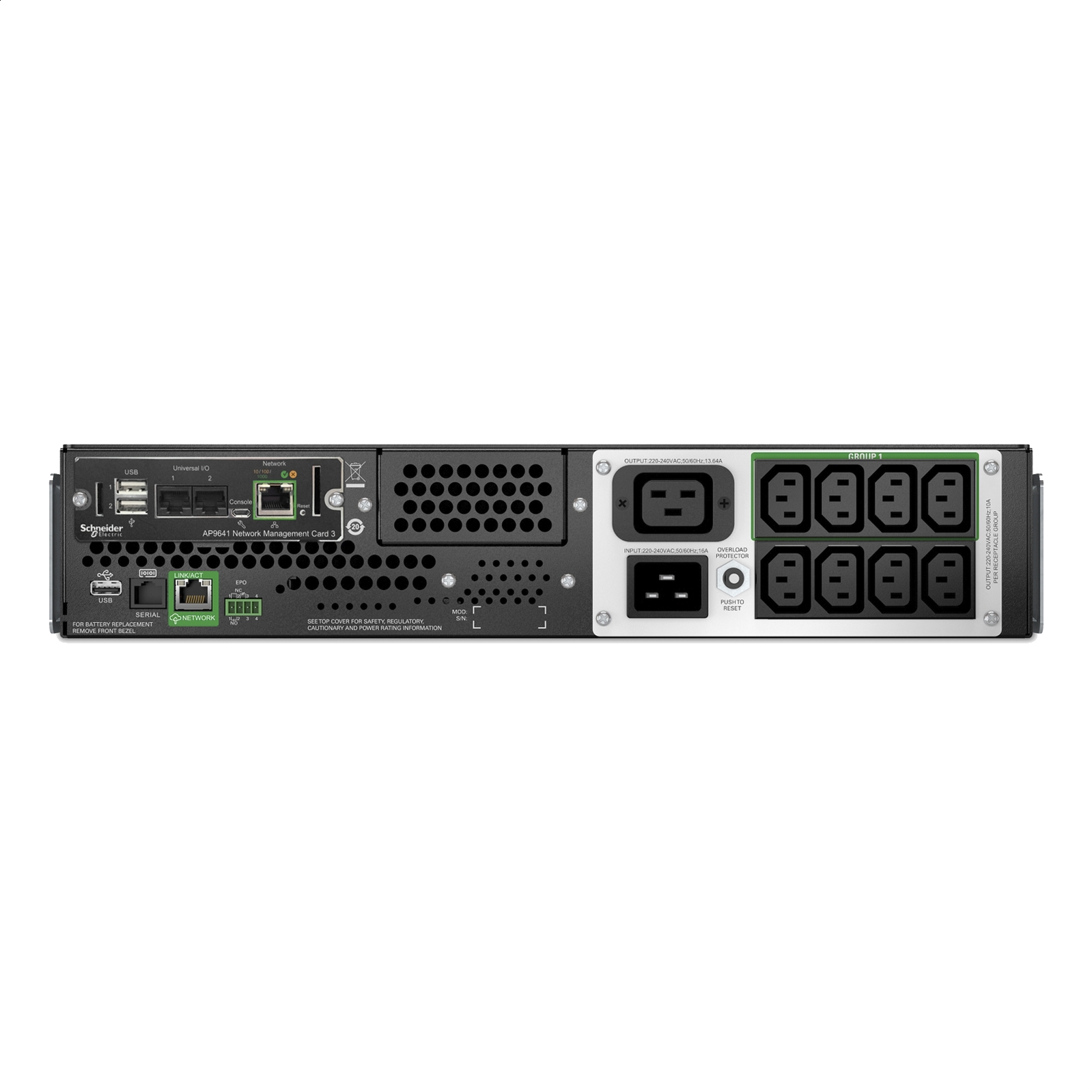 Smart-UPS Line Interactive 2200VA, Lithium-ion, Rack, 2U, 230V, 8x IEC C13 + 1x IEC C19, SmartConnect, w/Network Management Card, AVR, LCD