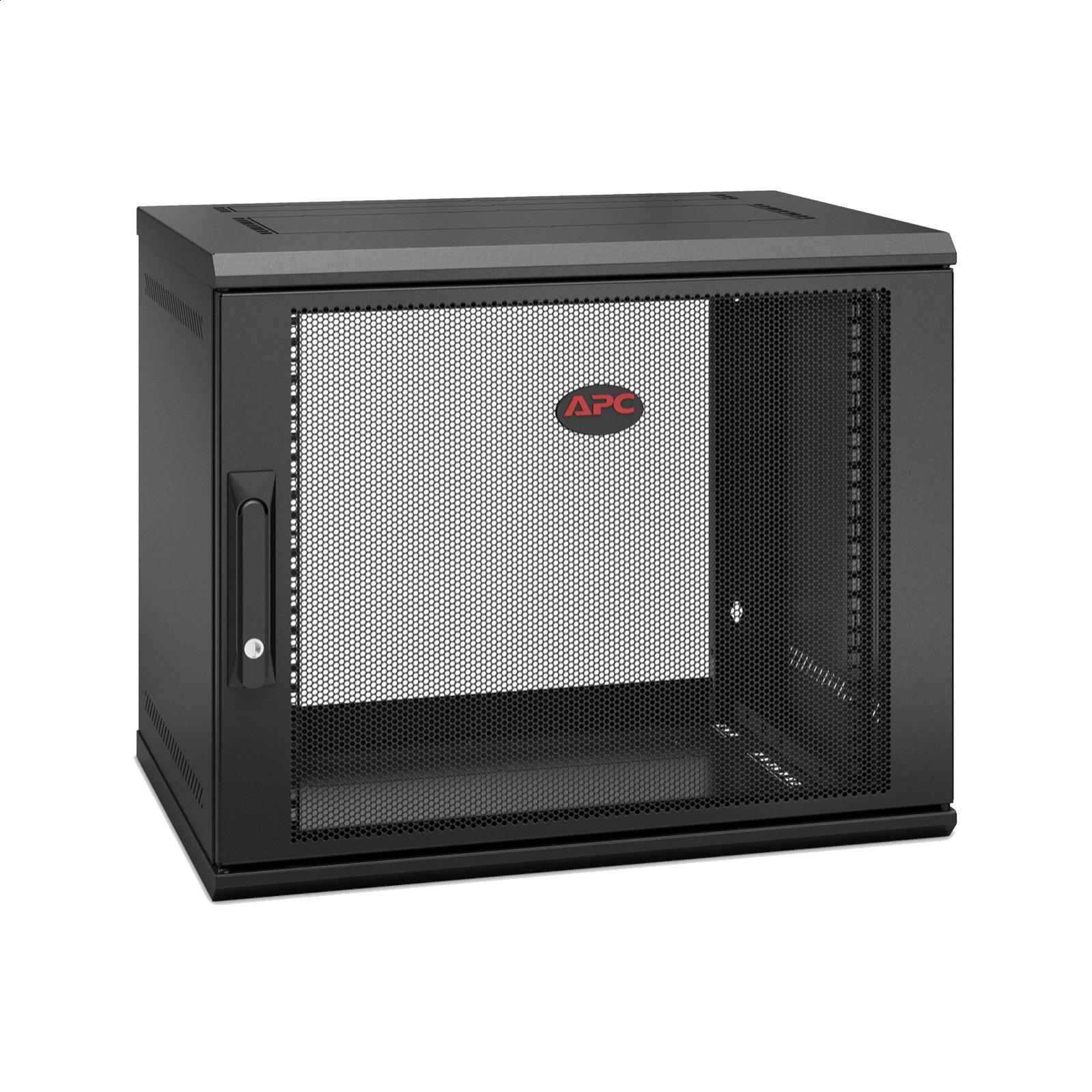 Gabinete para rack de montaje en pared de 9U para APC NetShelter, profundidad de servidor con bisagras única