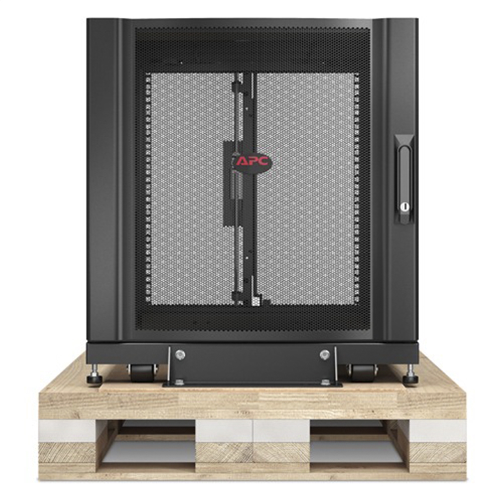 Armario rack de servidor NetShelter SX de APC 12 U, 600 mm x 900 mm, con paneles laterales, embalaje con amortiguación negro