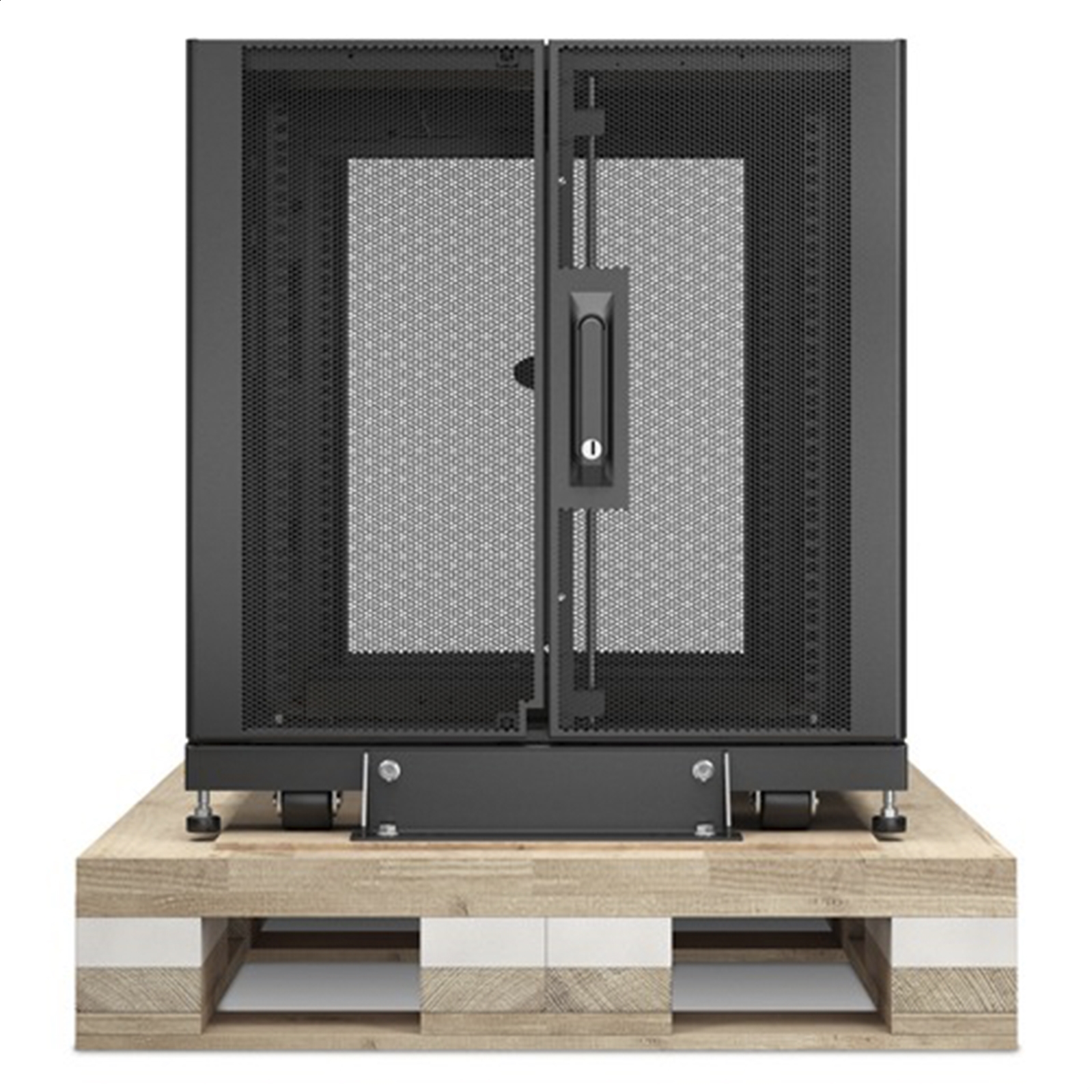 Armario rack de servidor NetShelter SX de APC 12 U, 600 mm x 900 mm, con paneles laterales, embalaje con amortiguación negro