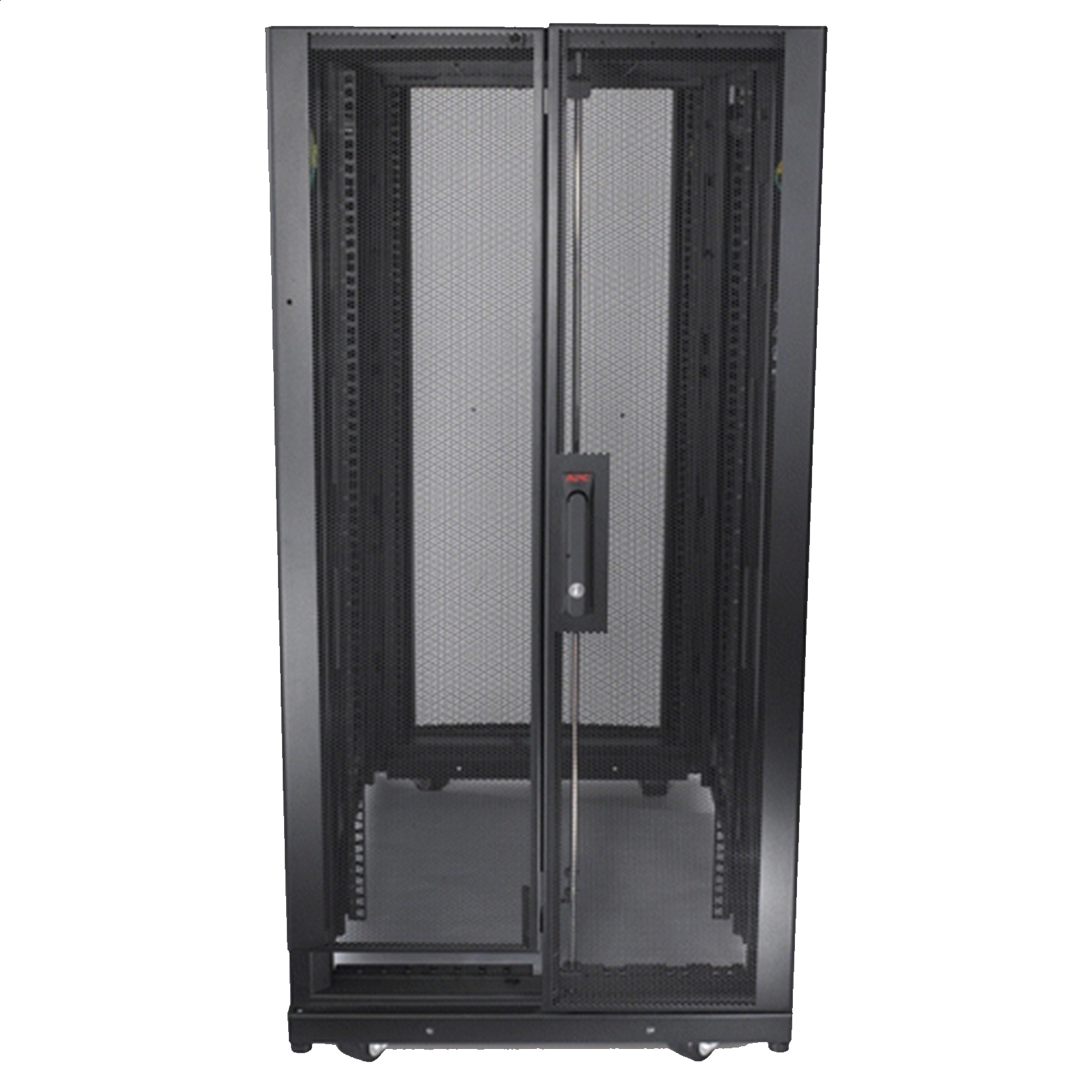 Armario NetShelter SX de 24U y 600 mm de ancho x 1070 mm de fondo; 1250 lbs (unos 567 kg). Embalaje con amortiguación