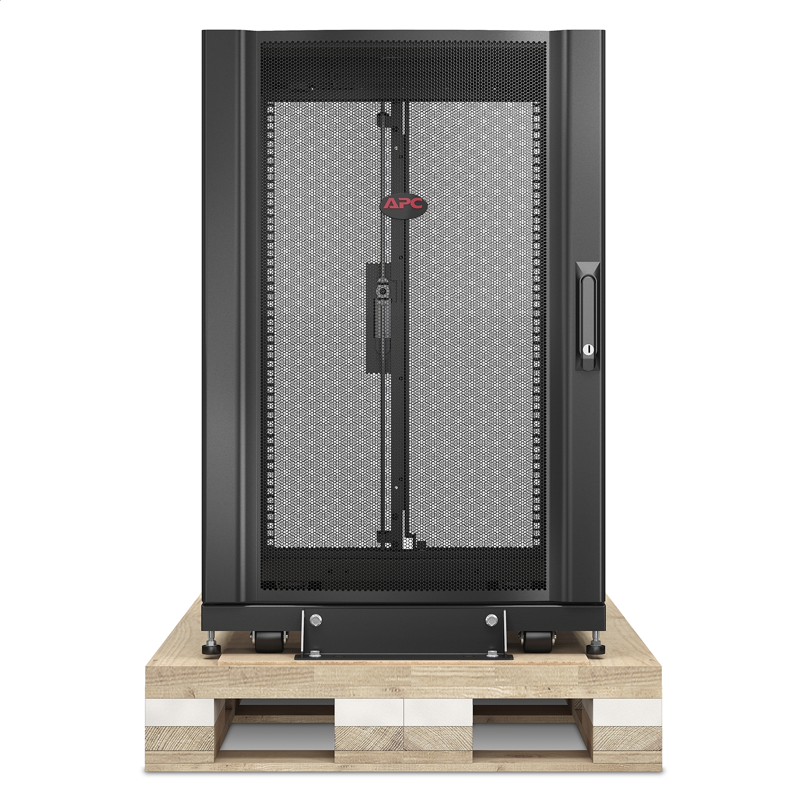 Armario rack de servidor NetShelter SX de APC 18 U, 600 mm x 1070 mm, con paneles laterales, embalaje con amortiguación negro