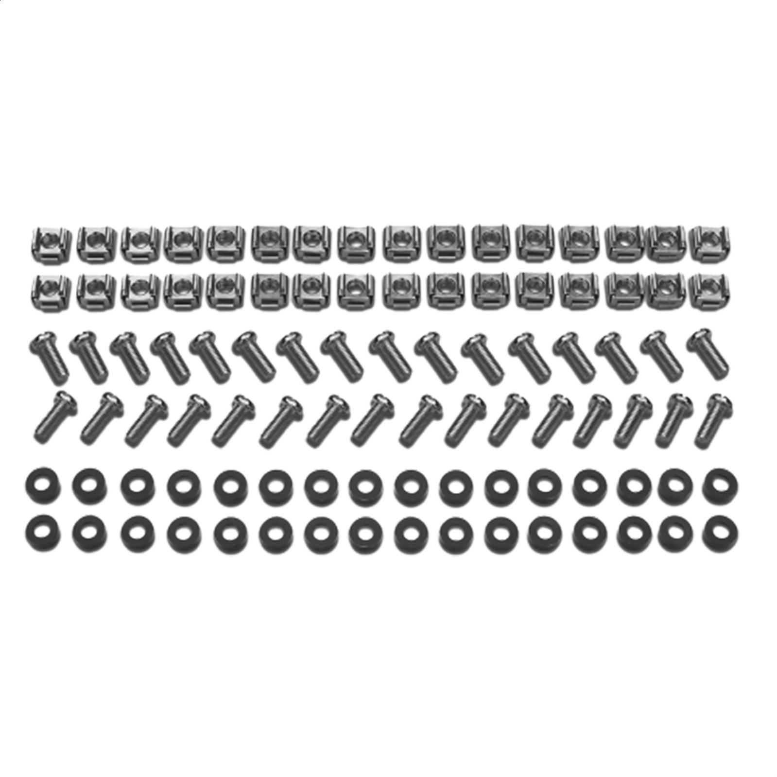 Rack fácil, kit de hardware M6, 32 conjuntos de tuercas de la canastilla M6, arandelas de nylon, tornillos de Phillips de ranura