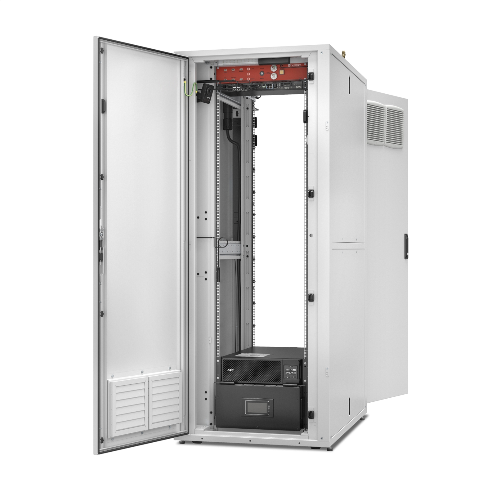 Microcentro de datos EcoStruxure, con rack de 42 U, 5 kVA, refrigeración RM, ventilador, FSS, 230 V, 50 Hz, 2000 H x 800 W x 1200 D mm